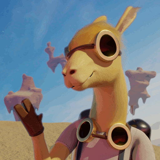 A textured model of a nomadic anthropomorphic llama