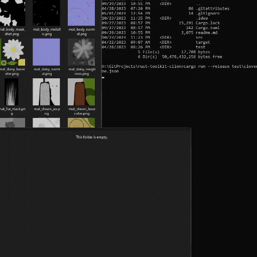 A looping thumbnail of a terminal window compressing textures